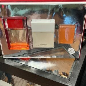 Carolina Herrera Chic Set with Red and Orange Accents